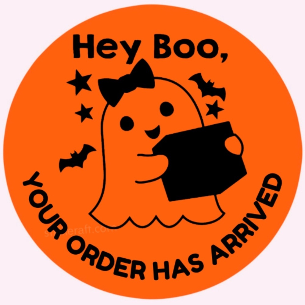 Hey Boo Your Order's Here Packaging Stickers halloween Ghost Customer Thank You